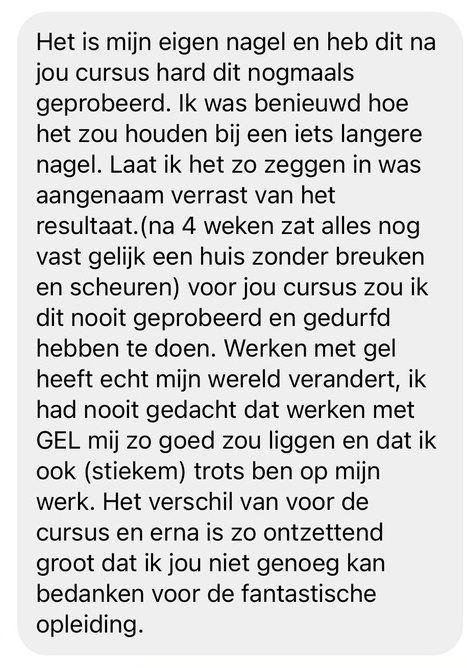 Screenshot van een bericht van een cursist