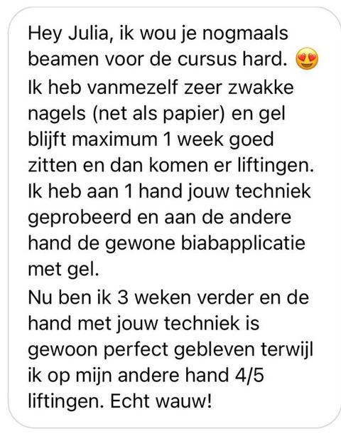 Screenshot van een bericht van een cursist