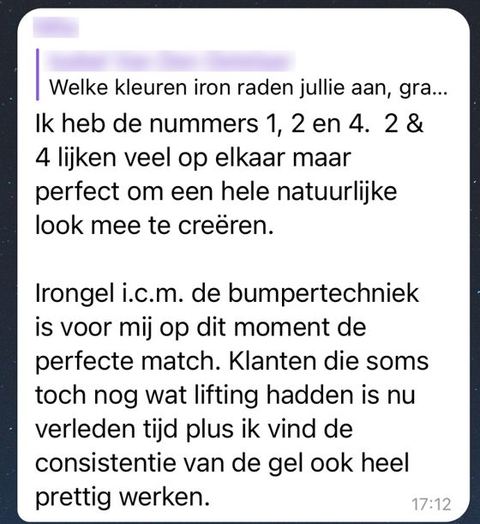 Screenshot van een bericht van een cursist