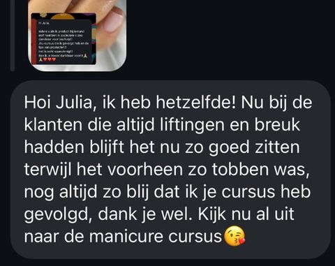 Screenshot van een bericht van een cursist