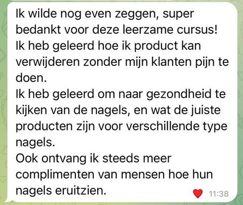Screenshot van een bericht van een cursist