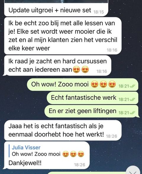 Screenshot van een bericht van een cursist
