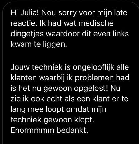Screenshot van een bericht van een cursist