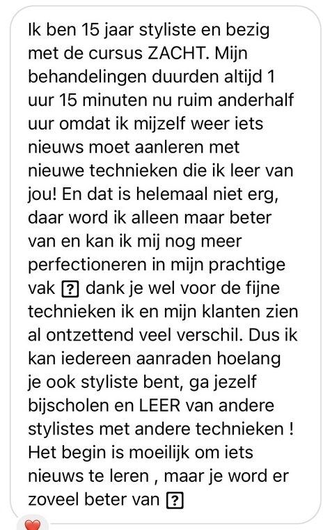 Screenshot van een bericht van een cursist