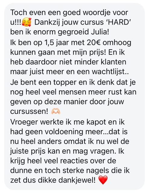Screenshot van een bericht van een cursist