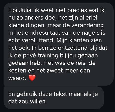 Screenshot van een bericht van een cursist