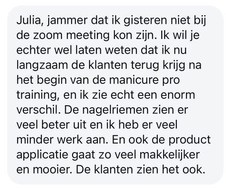 Screenshot van een bericht van een cursist