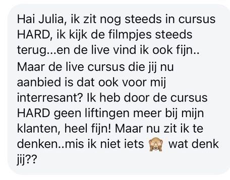 Screenshot van een bericht van een cursist
