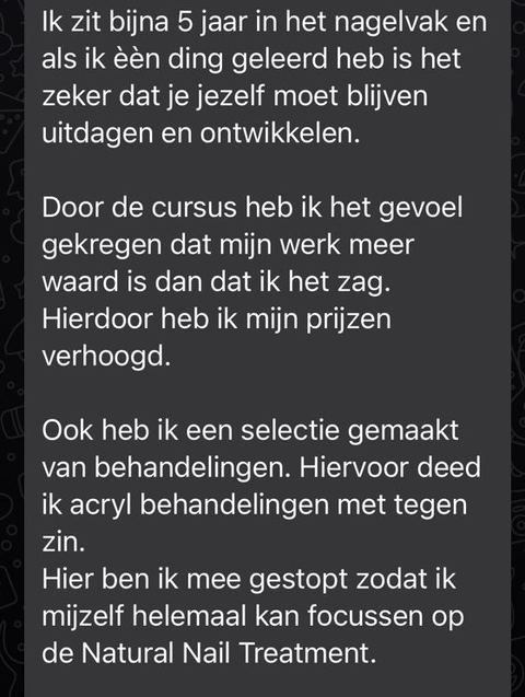 Screenshot van een bericht van een cursist