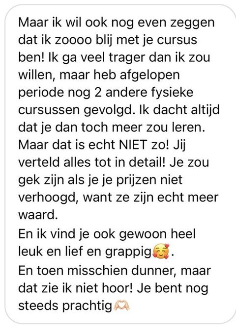 Screenshot van een bericht van een cursist