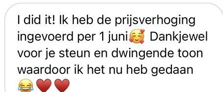 Screenshot van een bericht van een cursist