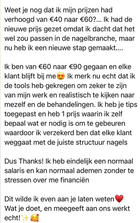 Screenshot van een bericht van een cursist