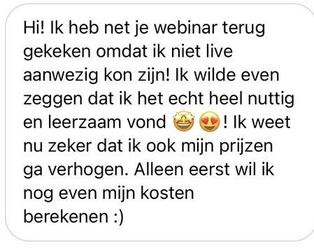 Screenshot van een bericht van een cursist