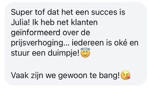 Screenshot van een bericht van een cursist