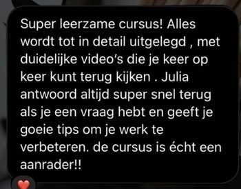 Screenshot van een bericht van een cursist