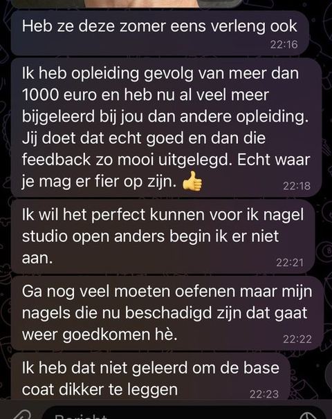 Screenshot van een bericht van een cursist