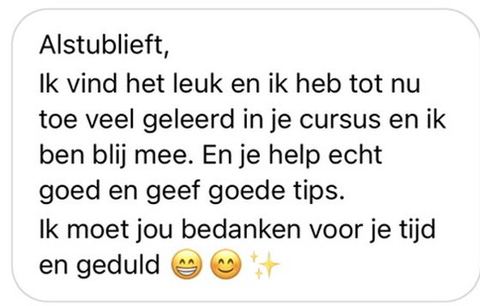 Screenshot van een bericht van een cursist