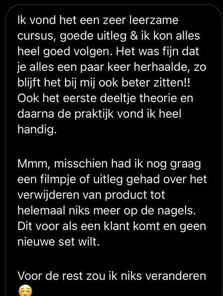 Screenshot van een bericht van een cursist