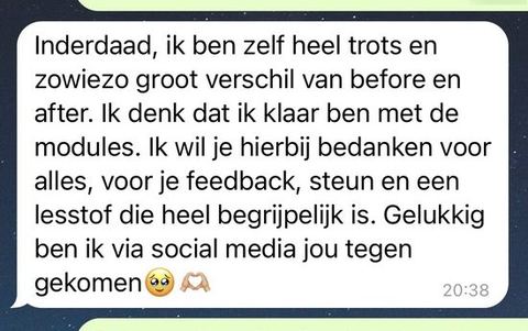 Screenshot van een bericht van een cursist