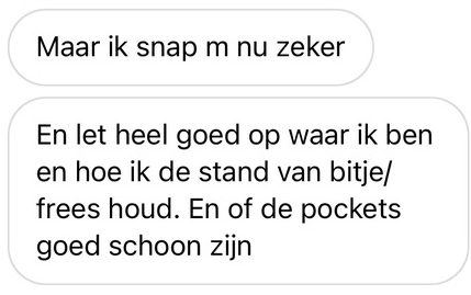 Screenshot van een bericht van een cursist