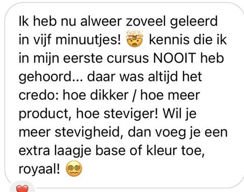 Screenshot van een bericht van een cursist
