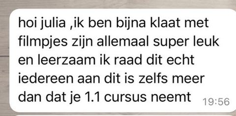Screenshot van een bericht van een cursist