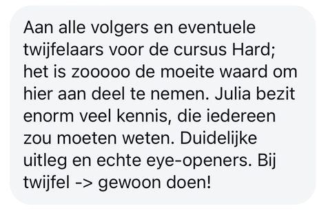 Screenshot van een bericht van een cursist