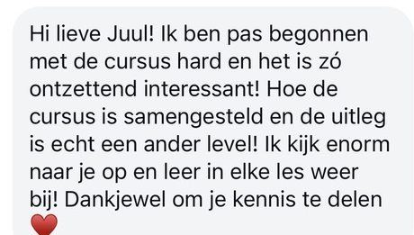 Screenshot van een bericht van een cursist