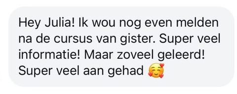 Screenshot van een bericht van een cursist