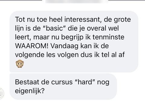 Screenshot van een bericht van een cursist