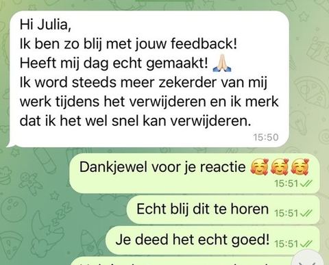 Screenshot van een bericht van een cursist