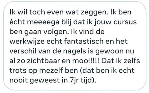 Screenshot van een bericht van een cursist