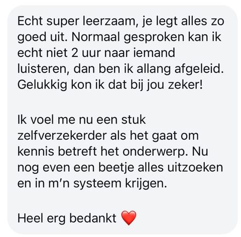 Screenshot van een bericht van een cursist