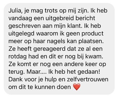 Screenshot van een bericht van een cursist