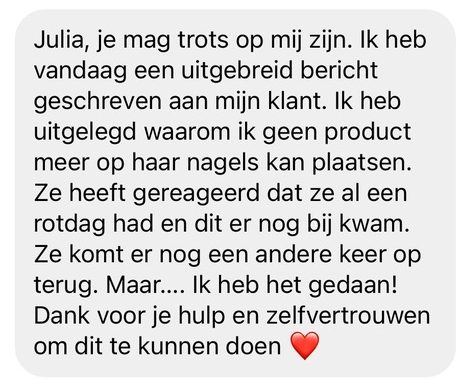 Screenshot van een bericht van een cursist