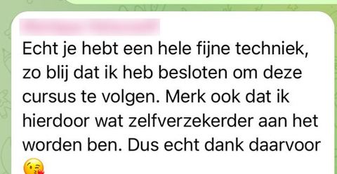 Screenshot van een bericht van een cursist