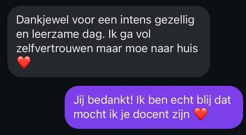 Screenshot van een bericht van een cursist