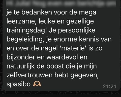 Screenshot van een bericht van een cursist