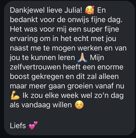 Screenshot van een bericht van een cursist